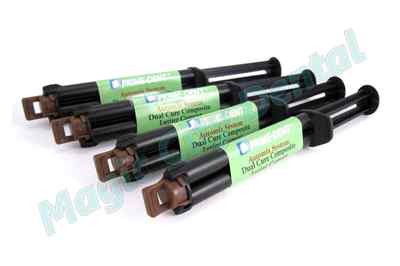 Prime-Dent Dual Cure Automix Dental Luting Cement 4 Syringe Kit A2/Natural Shade