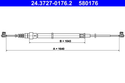 ATE 24.3727-0176.2 Cable, parking brake for SEAT,SKODA,VW