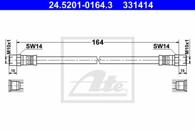 BREMSSCHLAUCH BREMSLEITUNG HINTEN ATE 245201-01643 P NEU OE QUALITÄT