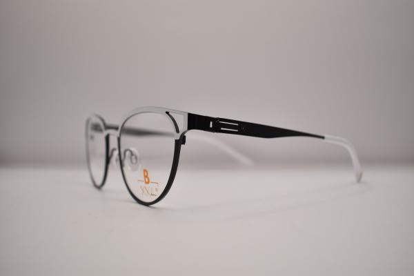 Lunettes pour femmes Brillenmann XXL1060 181 métal Cat Eye noir et blanc