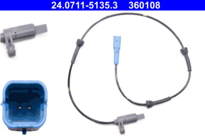 ATE 24.0711-5135.3 Sensor, wheel speed for PEUGEOT