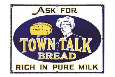 Vintage Fridge Toolbox Magnet (3x2) Classic Sign Town Talk Bread Baker Loaf Art