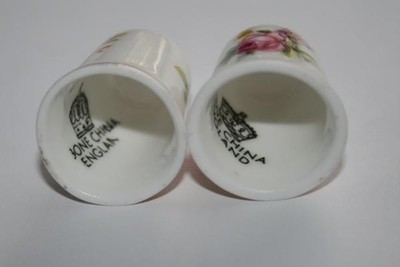 VICTORIAN Floral Bone China England Thimbles Set of *2*  #577