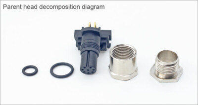 8PIN M12 bent needle flanged housing  waterproof Connector  PCB socket IP67