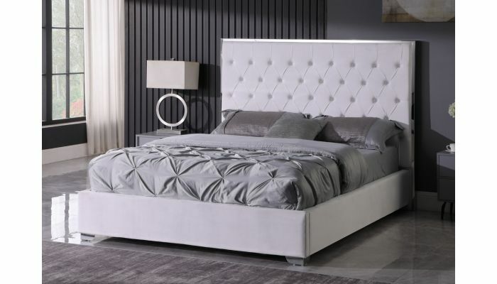 & Legs White Color California King Size Upholstered Fabric 1pc Bed