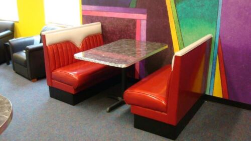 2 New Hot Rod Diner Booths plus Metal Edge Table with base - Restaurant 