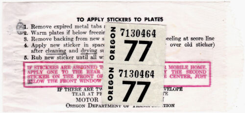 1977 Oregon DATE STICKER pair (GIBBY NOS)