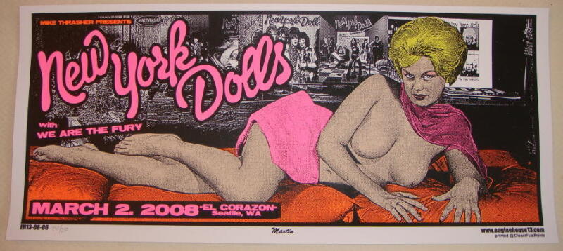 2008 New York Dolls - Seattle Silkscreen Concert Poster S/N by Mike Martin 