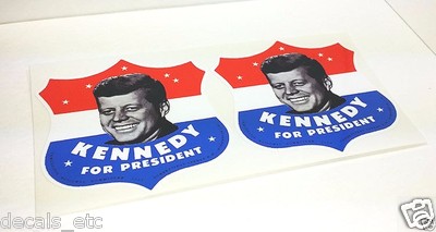PAIR OF 3 INCH President Kennedy Vintage Style DECALS / Vinyl STICKER