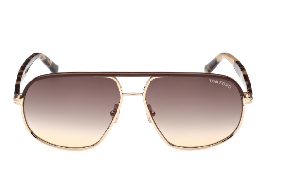 Pre-owned Tom Ford Ft1019 Maxwell 28f Rose Gold-blonde Havana/brown Gradient Sunglasses