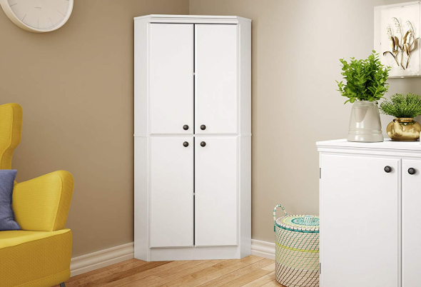 Corner Kitchen Cabinet Storage Pantry White Tall Bathroom Cupboard