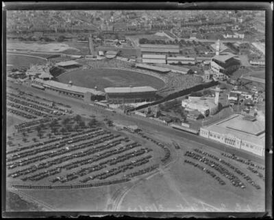 Aerial view of the first test at Sydney Cricket Ground with a larg- Old Photo