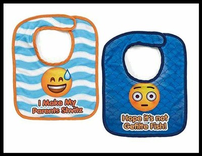 Bubby's Favorite Printed Emoji Bib Set - Makes A Great Baby Gift - Age 3-12 Mnts