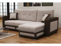 CORNER SOFA-BED TINA BRAND NEW AVAIABLE IN BROWN/BEIGE COLOURS SAME/NEXT DAY DELIVERY