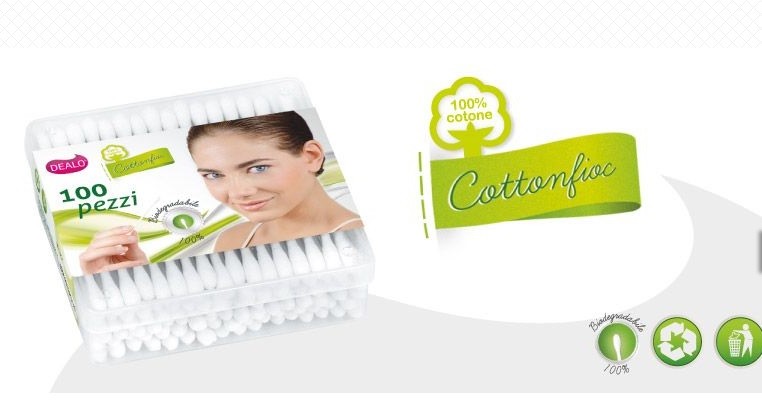 Confezione 100 Bastoncini Ovattati Cotton Fioc In Cotone Extra Delicati dfh
