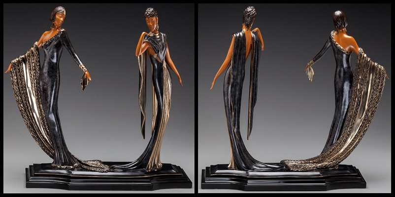 アート・デザイン・音楽 ERTE SCULPTURE Erte Two Vamps Bronze Sculpture Art Deco Signed | Modern