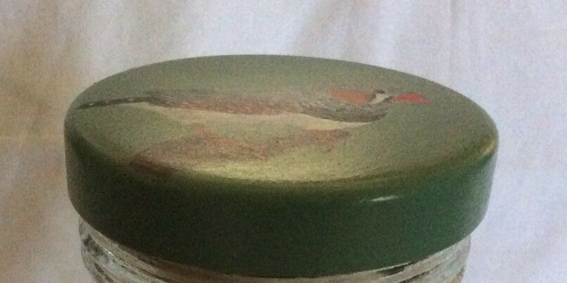 Hand Painted Lid With Finch Bird