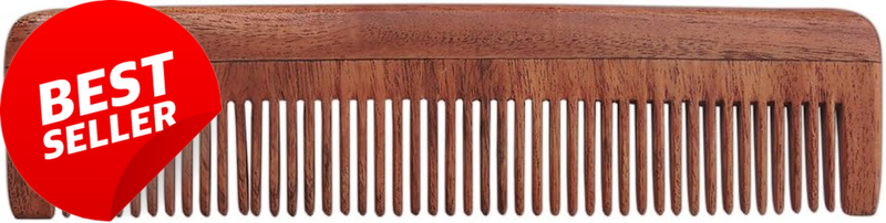 Pure Neem Wood Fine Tooth Comb for Fine Hair, Organic & Natural