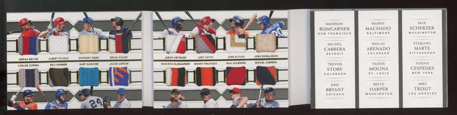 2018 National Treasures Albert Pujols Bryce Harper Mike Trout  /10 Patch Bat