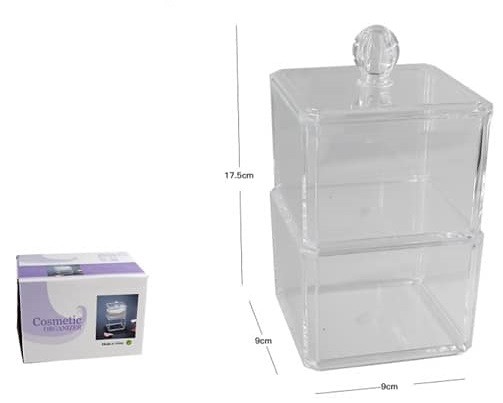 Contenitore Box Trasparente Porta Ovatta 2 Piani Organizer Bagno 10242 dfh