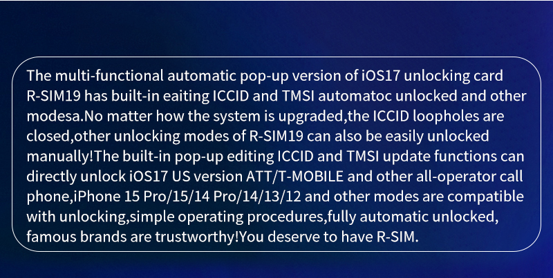 R-SIM19 NEW QPE Stable Unlock SIM Card For iPhone 15 Plus 14 13 Pro Max 12 IOS17