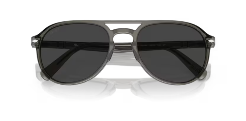 Pre-owned Persol 0po3235s 120148 Smoke Opal/dark Grey Polarized Oval 55mm Men's Sunglasses In Gray