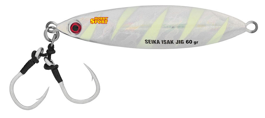 SLOW PITCH ISAK JIG 60 GR COLORE 02 SILVER FLUO SEIKA TUBERTINI MARE BARCA