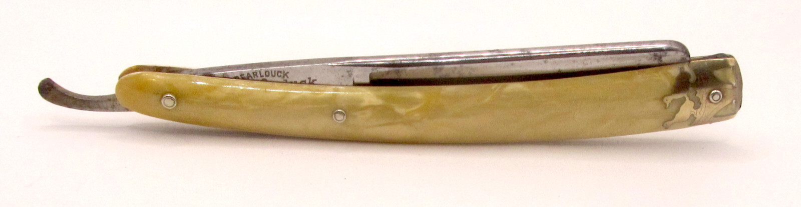Vintage Dubl Duck "Goldedge" Straight Razor Fancy Bolsters Inlay Pearlduck