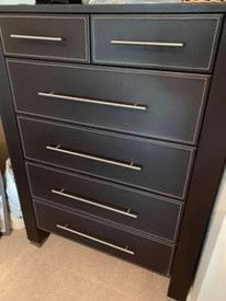 Ikea Malm Chest Of 6 Drawers Black Brown With Glass Top In