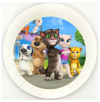 Talking Tom and friends Birthday Party Banner Plates Cups Goodie Bags Favor Box