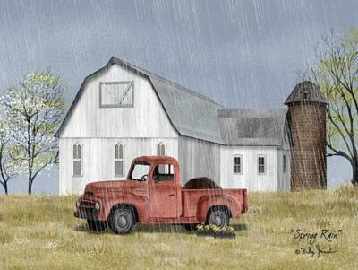 Spring Rain by Billy Jacobs Country Old Truck Barn Poster Print 16x12