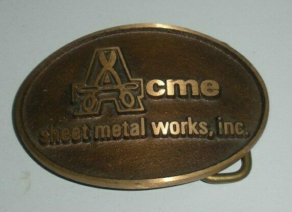 ACME SHEET METAL WORKS INC. ,Brass Advertising Belt Buckle