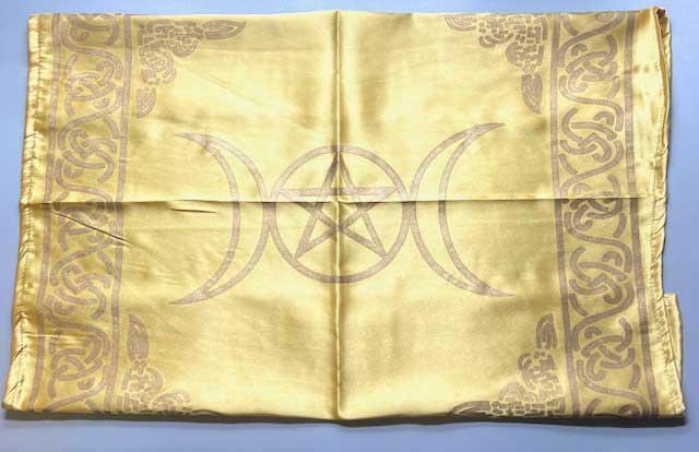 Beige on Gold Triple Moon and Pentacle Altar Cloth!