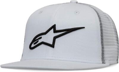 Alpinestars Men's 6 panel Snapback Mesh Trucker Cap ~ Corp Trucker White