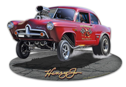 DRAG RACING HENRY-J GASSER Hot Rod Metal Sign by Larry Grossman