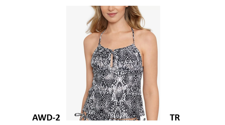 Salt + Cove Juniors' Simple Scale Keyhole Tankini Top, Black/White, Medium