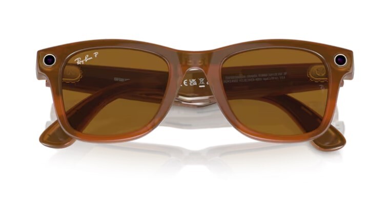 Pre-owned Ray Ban Rayban Meta Wayfarer Sunglasses In Caramel And Brown Polarized In Black