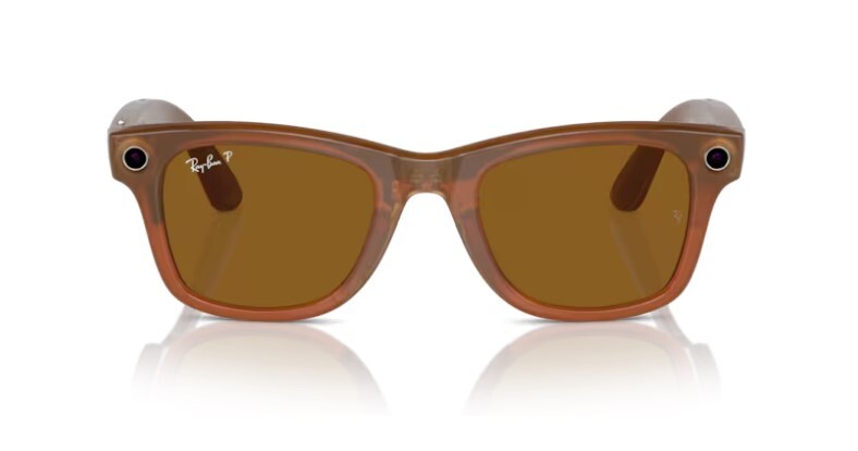 Pre-owned Ray Ban Rayban Meta Wayfarer Sunglasses In Caramel And Brown Polarized In Black