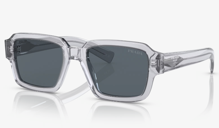 Pre-owned Prada Pr 02zs Transparent Grey/blue (u43-0a9) Sunglasses Brand In Box