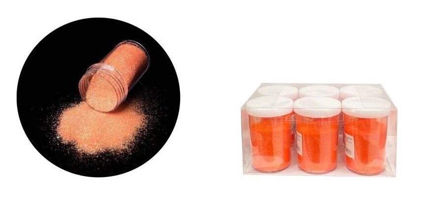 Set 6 Pz Brillantini Glitter Arancione Decorazione Porporina Polvere 100g cir