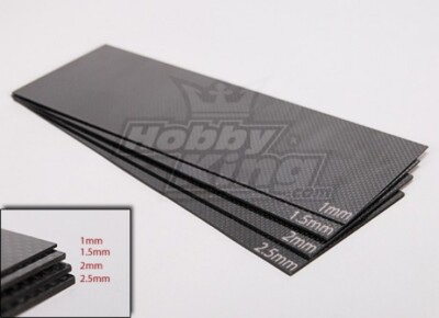 300X100X1MM CARBON FIBER BOARD PLATE SHEET 3K MATTE PLAIN WEAVE