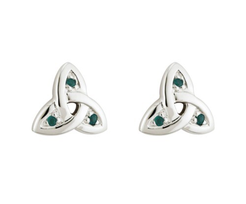 Pre-owned Solvar Irish Jewelry Women's 14k White Gold Trinity Knot Earrings Gift Boxed In Silver