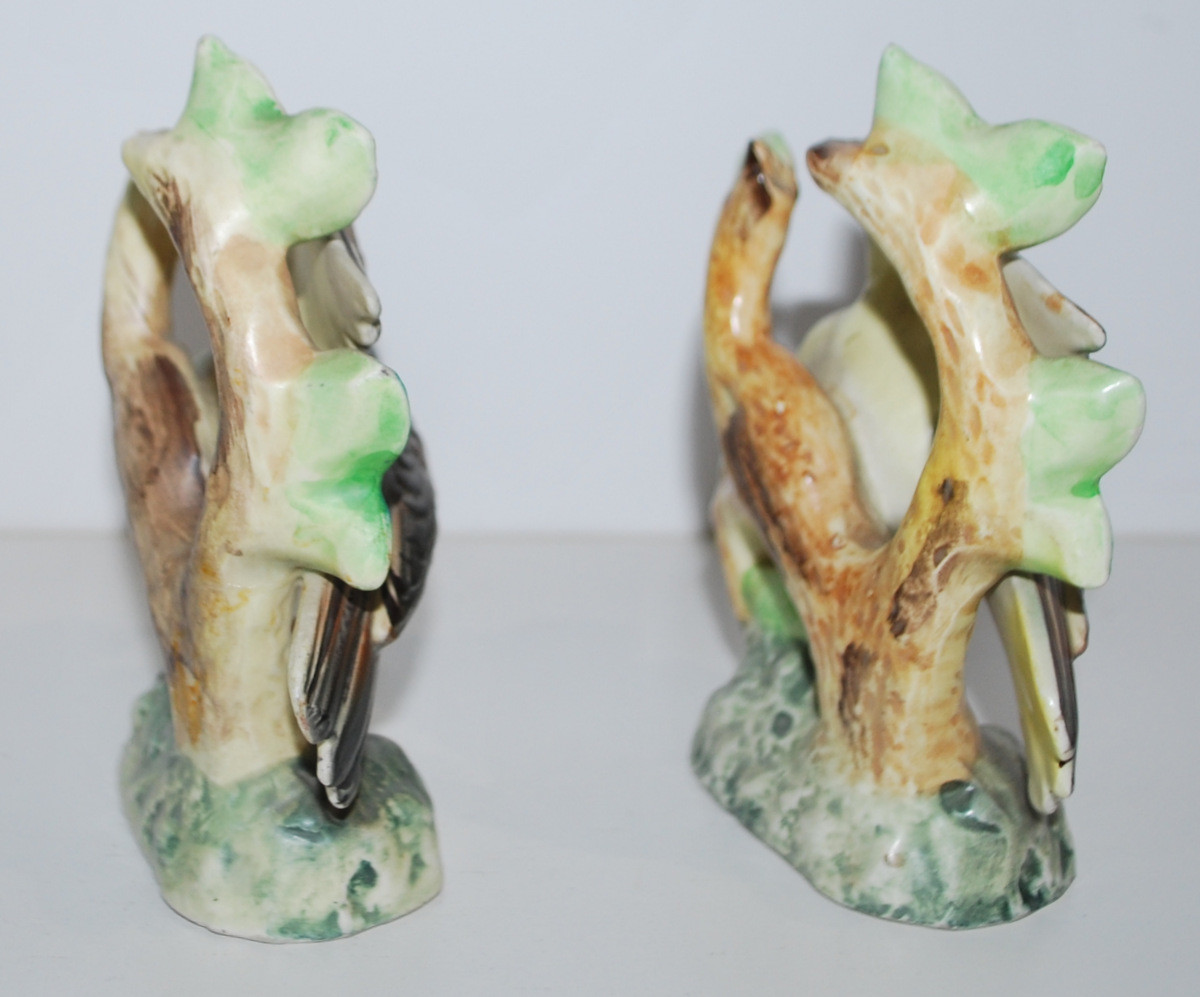 Pretty Pair of Ceramic Figurines Swallows Birds Floral Fairyland Import Japan
