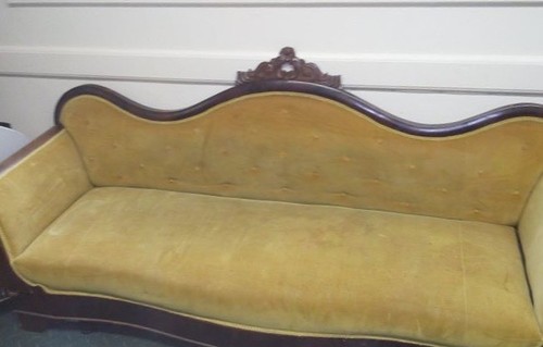 Yellow Velvet Antique Victorian Empire sofa (Pickup Only)