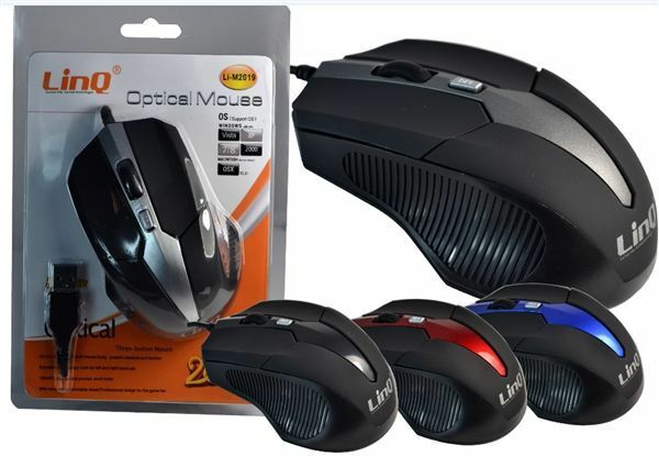 Mouse Ottico Linq Li-M2019 Usb Con Filo Ergonomico Optical Mouse 1200 Dpi Pc