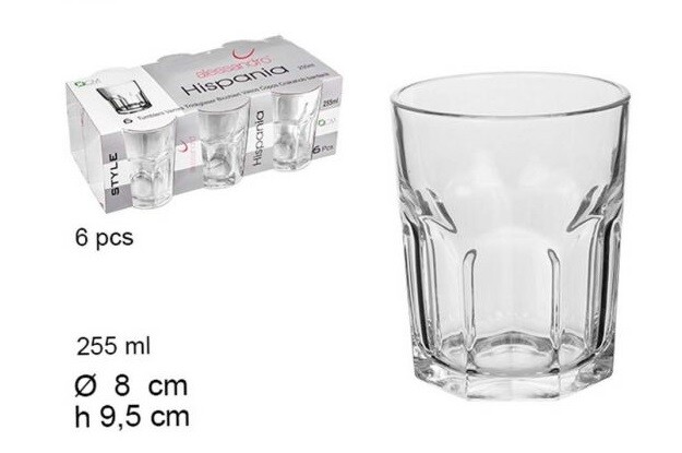 Set Servizio 6 Pezzi Bicchieri Vetro 295cc Esagonali Bevande idea