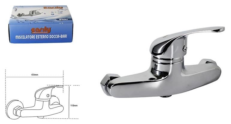 Miscelatore Rubinetto Monocomando A Parete Per Vasca Doccia Bagno Bari dfh