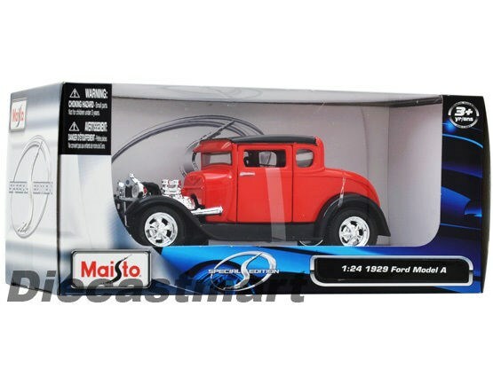 Ford Modelo A 1929 rojo metálico tuning Maisto 1//24 modelos coches con o sin en...
