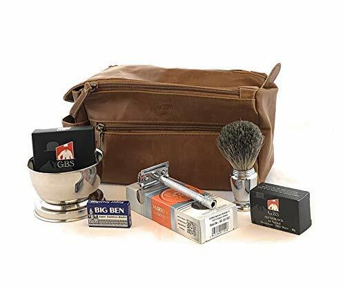 Merkur Deluxe Travel Dopp Kit - 23001 Double Edge Safety Razor, Chrome Shaving