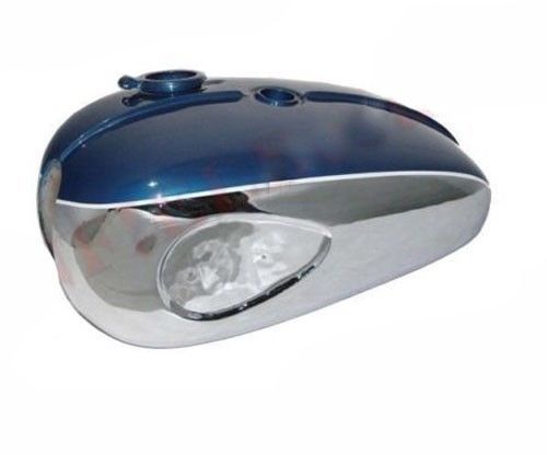 BSA A65 Blue Chrome Petrol Tank With Filler Cap & 2 Taps Us Specs 2 Gallon  